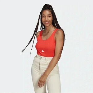 Adidas red ribbed bodysuit  XL